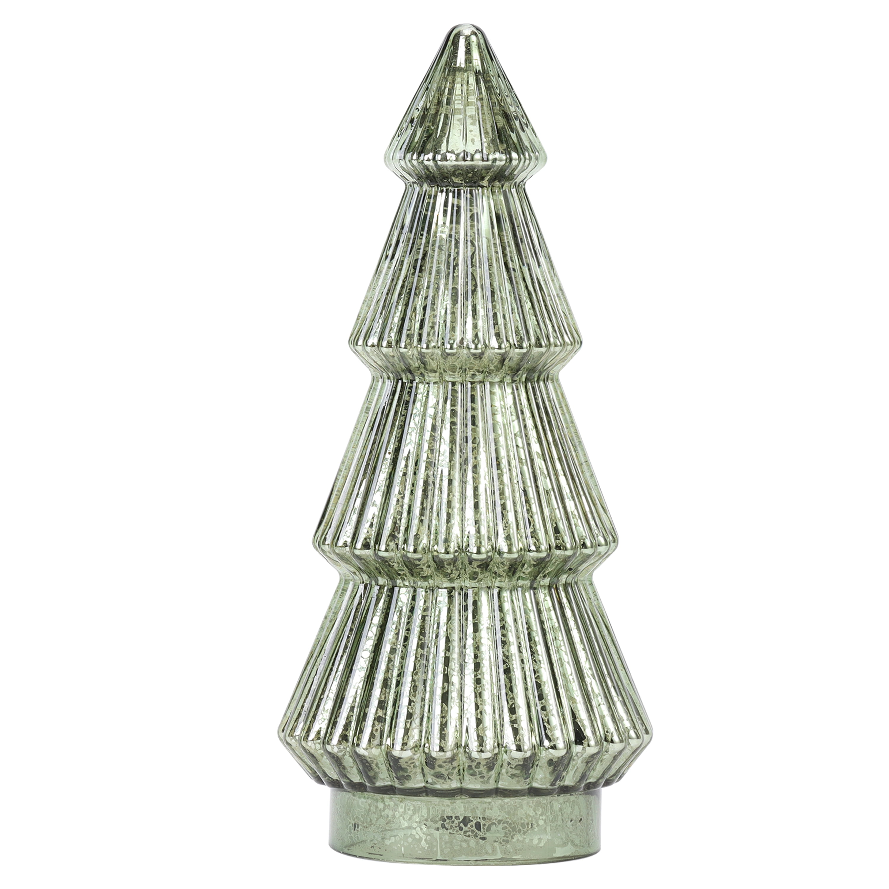 Better Homes & Gardens 12‘’  Decorative Tabletop Christmas Tree in Mercury Ribbed Green Glass, Large