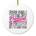 thumbnail image 1 of DistinctInk Hanging Ceramic Christmass Tree Ornament with Gold String - Great Gift / Present - 2 3/4 inch diameter - Baseball Word Art - Black & Pink, 1 of 2