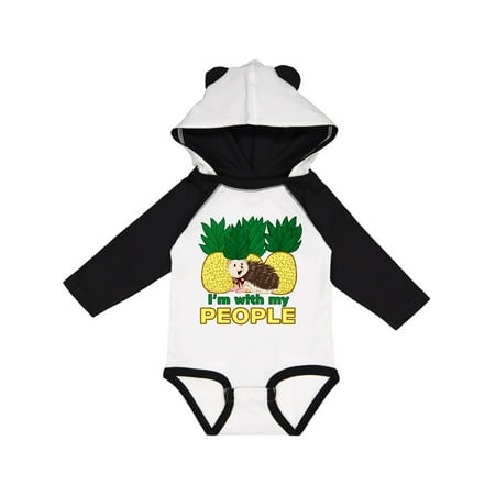 

Inktastic I m With My People-Pineapple Hedgehog Gift Baby Boy or Baby Girl Long Sleeve Bodysuit