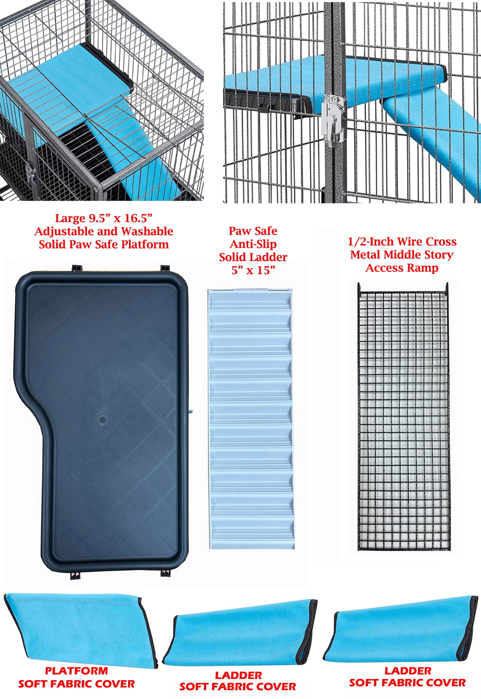 LARGE Two Story Double Unit Small Animal Critter Hamster Habitat Mouse Rat Gerbil Home Guinea Pig House Tight 1/2-inch Wire Spacing Rolling Cage for Ferret Chinchilla Sugar Glider Hedgehog