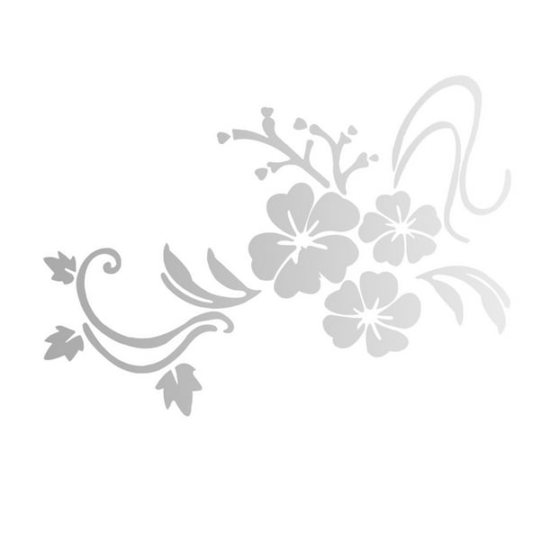 Billuyoard Pegatina de pared con forma de hibisco, pegatina de espejo acrílico con flores 3D, pegatina de decoración para el hogar y el baño, suministros Decoración del hogar Plata Billuyoard HA002399-01