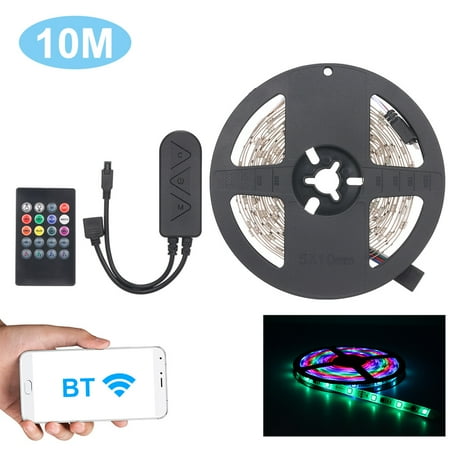 

BT LED Strip Lights Kit 10m/32.8ft Length 5050 RGB IR BT music Controller Changing Color Power Supply Smart Light Strip for Bar Home Decoration