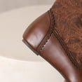 thumbnail image 4 of Xfvqtps Womens Embroidered Ankle Boots Vintage Boho Style Lace up Round Toe Hidden Wedge Heel Winter Fashion Casual Flat Boots Brown, 4 of 9