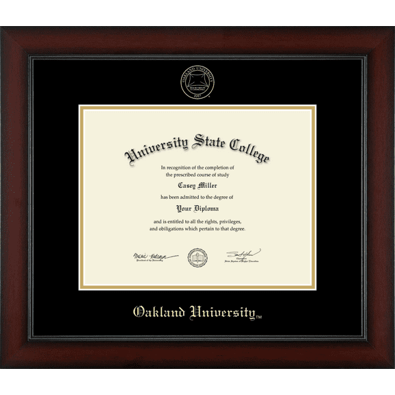 Oakland University Diploma Frame, Document Size 11" x 8.5"