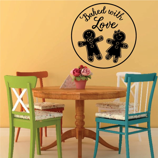 Baked Love Gingerbread Kitchen Decor Vinyl Decal Wall Sticker Words Christmas 