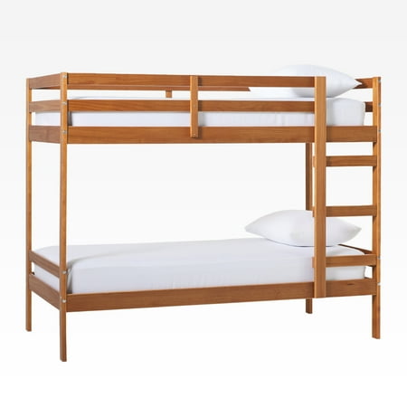 Walker Edison - Minimalist Slatted Solid Wood Low Queen Bedframe - Natural Pine