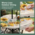 thumbnail image 5 of Round Outdoor Tablecloth with Umbrella Hole and Zipper, Yellow Sunflowers Tablecloth with Elastic Waterproof, Floral Bees Elegant Pastoral Botanical Patio Table Covers for 55" - 60" Pool Tables, 5 of 9