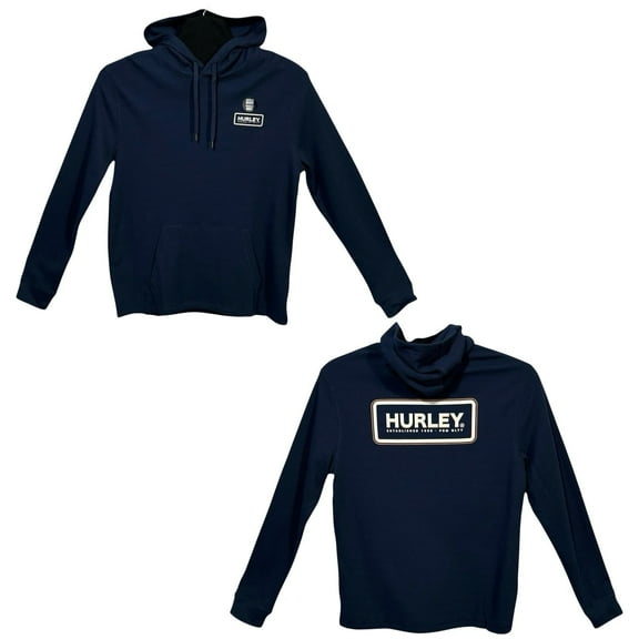 Hurley Men’s Thermal Workout Pullover Hoodie Size L Navy Blue Knit Long Sleeve