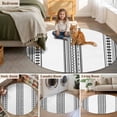 thumbnail image 6 of Round Area Rug 5ft,Bohemian Geometric Art Lines Washable Carpet Non-Slip Runner Accent Rugs Indoor Floor Mat for Bedroom Living Room Decor,Black and White, 6 of 9