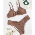 thumbnail image 3 of Vedolay Girls Swimsuit Girls' 2 Piece Scallop Trim Halter Neck Swimsuit Rib Knit Bikini Sets Wireless Cute Bathing Suit,Brown 11-12 Years, 3 of 5