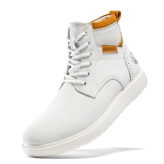 Flyland Men Chukka Boots Hand-Stitching Casual Leather Sneakers Shoes Lace Up Men's Ankle Boot