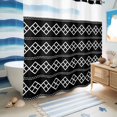 thumbnail image 5 of No Hook Shower Curtain, Black Boho Shower Curtains for Bathroom with See Through Top Window, Vintage Ethnic Tribe Abstract Art Geometric Waterproof & Washable Bath Curtain Long 72"x78", 5 of 9
