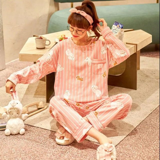 Pijamas de algodón 100% para mujer, ropa de dormir Sexy con pantalones de manga larga, traje de Casa Bonito de dos piezas, primavera y otoño, novedad de 2022