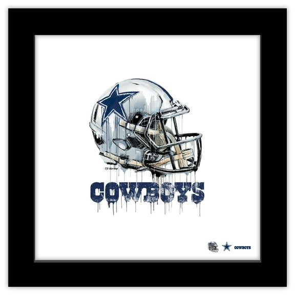 Gallery Pops NFL Dallas Cowboys - Drip Helmet Wall Art, Black Framed Version, 12" x 12"