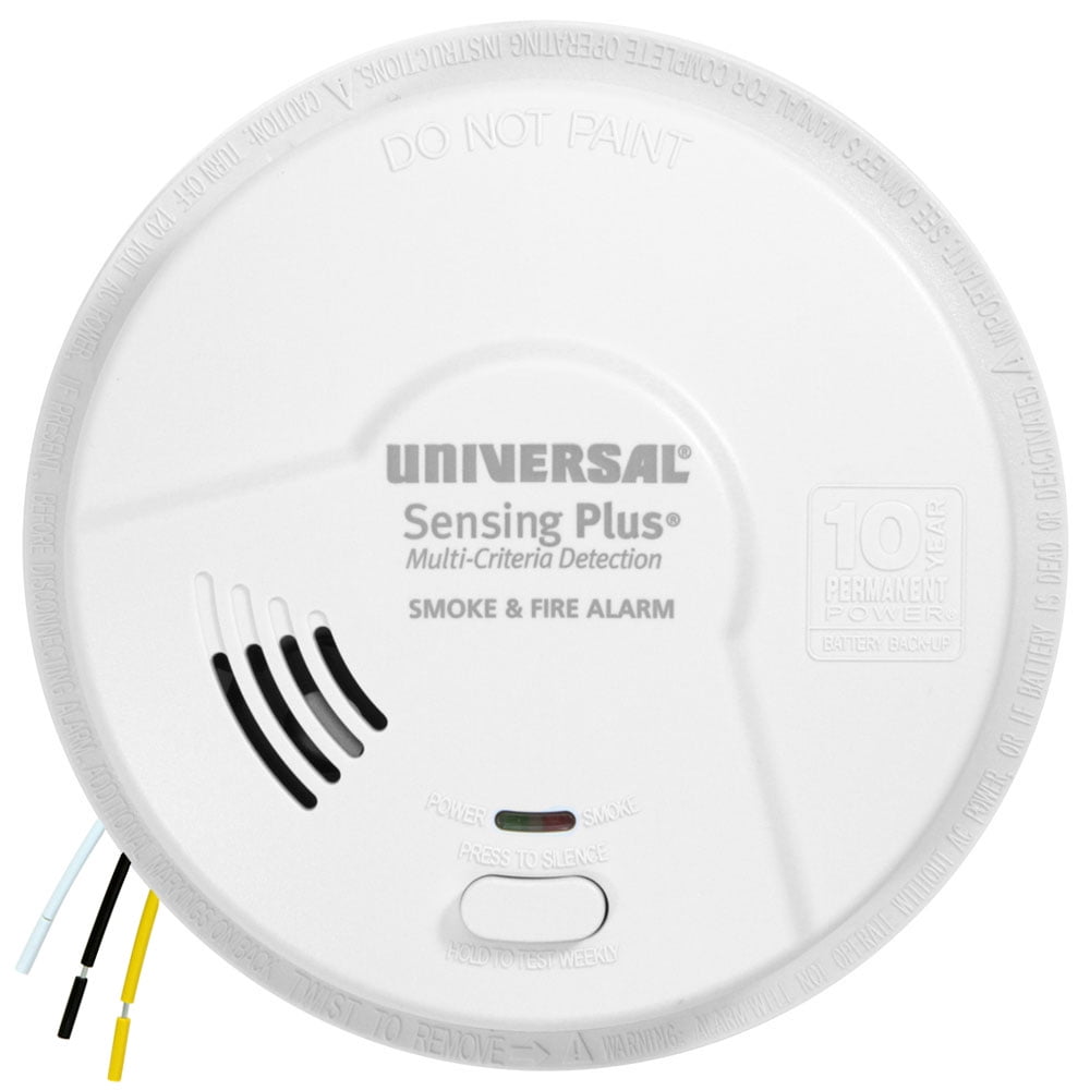 (2 pack) Universal Security Instruments, Sensing Plus, Hardwired Smoke & Fire Alarm, Multi-Criteria Detection, with 10 Year Battery Backup