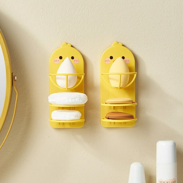 Soporte Para Licuadora De Maquillaje, Soporte Para Esponja De Maquillaje, Patrón De Pato De Dibujos Animados Portátil, Soporte Para Polvo Cosmético Montado En La Pared ANGGREK Otros
