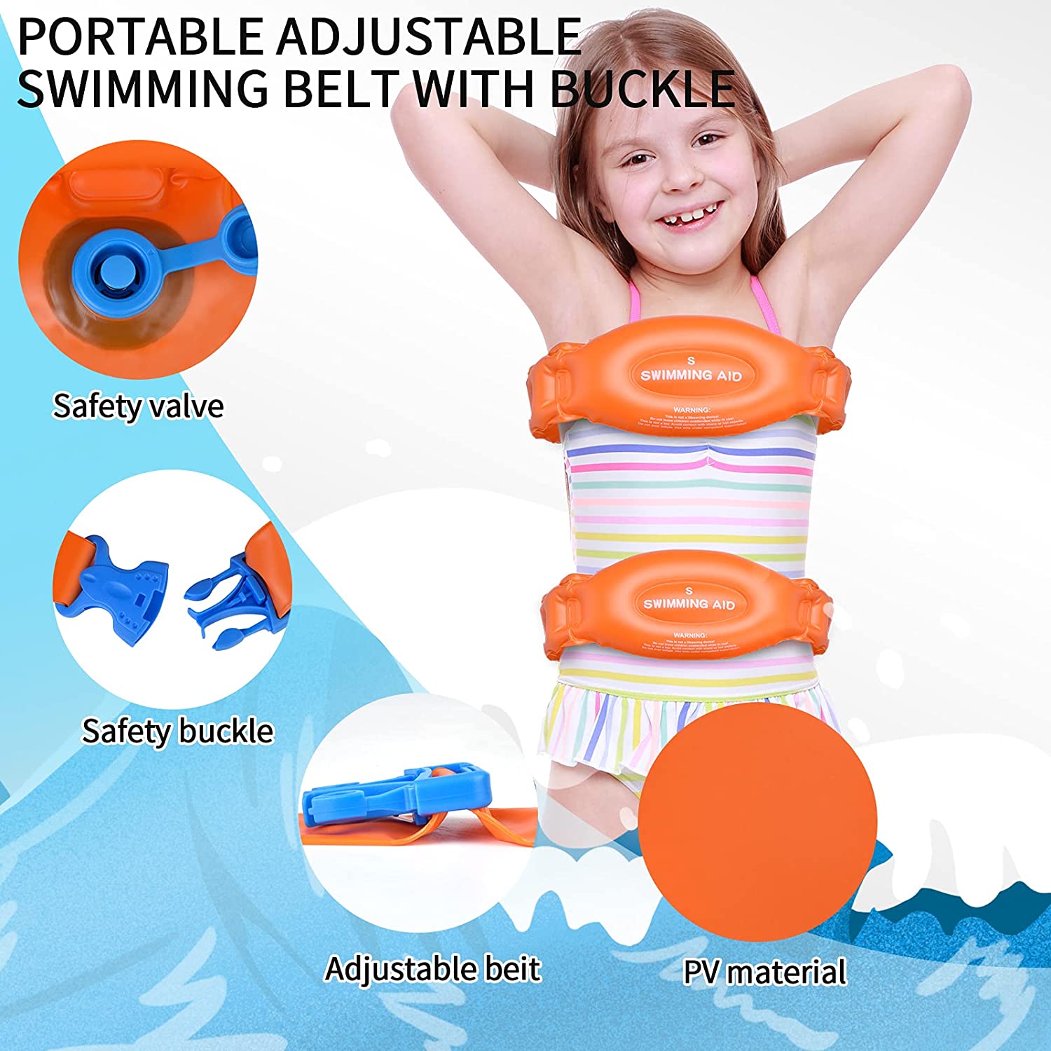 Ceinture De Natation Patifirst Pour Tout-petits – Flotteur Gonflable Piscine Enfant, Aide D’apprentissage Ajustable, Sécurisée, Débutants Garçons Filles Cours Piscine