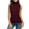 thumbnail image 2 of WonderWiz Women Sleeveless Thermal Tank Top Mock Turtleneck Winter Undershirt Casual Stretchy Fall Winter Basic Layer Tee Shirt Wine L, 2 of 5