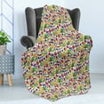 thumbnail image 4 of Vegan Soft Flannel Fleece Throw Blanket, Colorful Hand Sketched Pattern with Various Different Fruits Freshness of Summer, Cozy Plush for Indoor and Outdoor Use, 50" x 60", Multicolor, by Ambesonne, 4 of 5