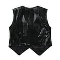 thumbnail image 4 of Moggemol Shiny Sequined Vest for Boys Kids Choir Jazz Dance School Performance Show Gentle Waistcoat Black 130, 4 of 7