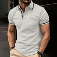 thumbnail image 2 of Men's Polo Shirt Short Sleeve V Neck Casual Classic Lightweight Tees Golf Cotton Stylish T-Shirt with Pocket, 2 of 3