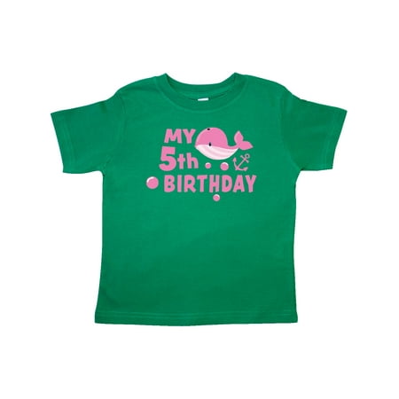 

Inktastic Nautical My 5th Birthday with Pink Whale Gift Toddler Boy or Toddler Girl T-Shirt
