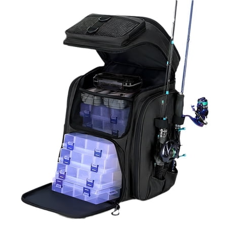 AOMRCOL Fishing Tackle Backpack Large Outdoor Storage Tackle Bag for Fishing Gear Green(No Trays)