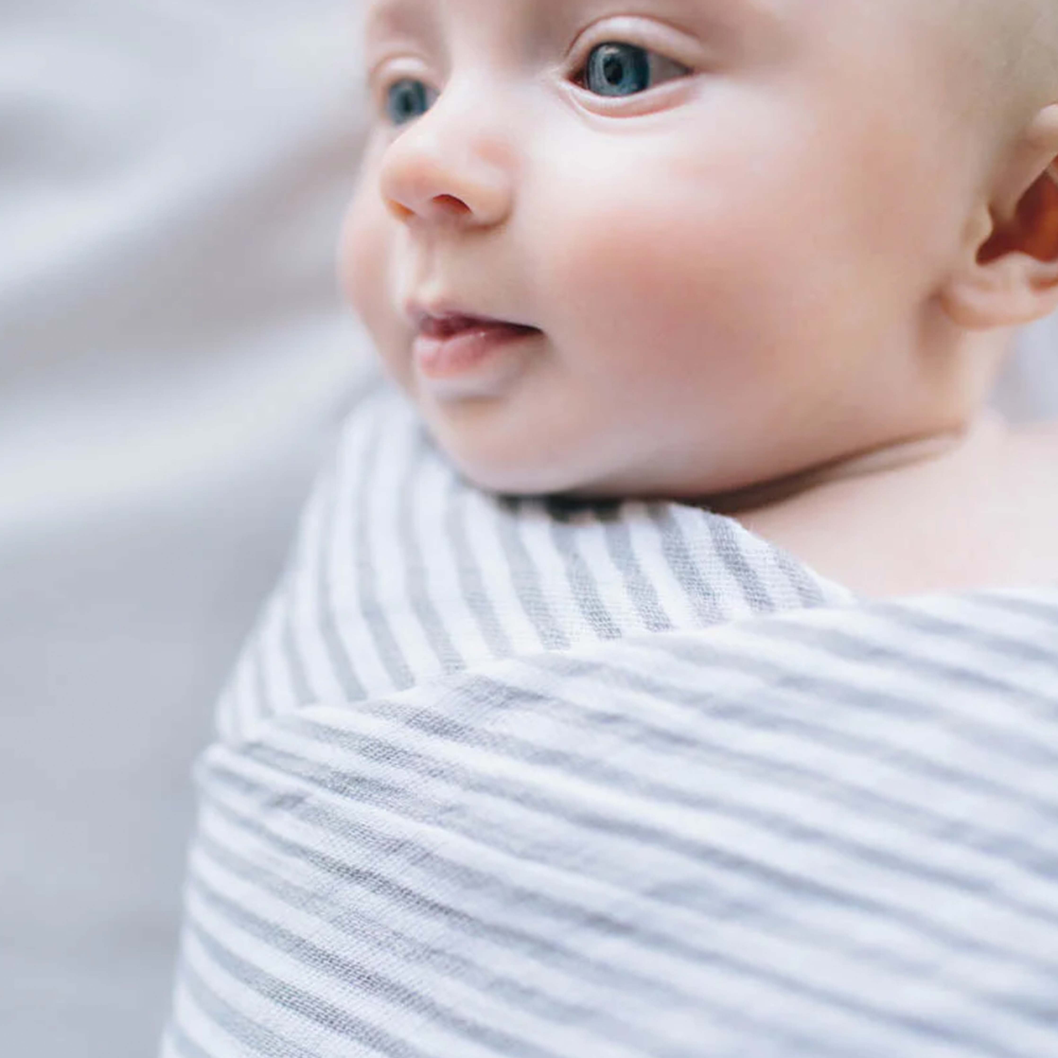 Little Unicorn Swaddle Blanket for Newborns, Toddler Muslin Blanket - Grey Stripe