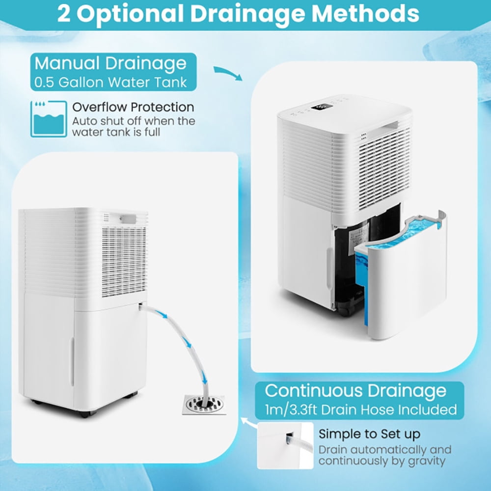 Spaco 1750 Sq. Ft 32 Pints Dehumidifier with Auto Defrost and 24H Timer Drain Hose-White, Dehumidifier for Basement and Bedroom