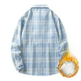 thumbnail image 4 of Men's Flannel Jacket Casual Long Sleeve Plaid Shirts Winter Fleece Lined Jackets Sherpa Button Down Shacket for Men(Light Blue,L), 4 of 6