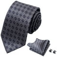 thumbnail image 3 of MensTie Necktie Cufflinks with Pocket Square Set Ties for Boy Formal Neck Strap Youth Tie 8cm, 3 of 7