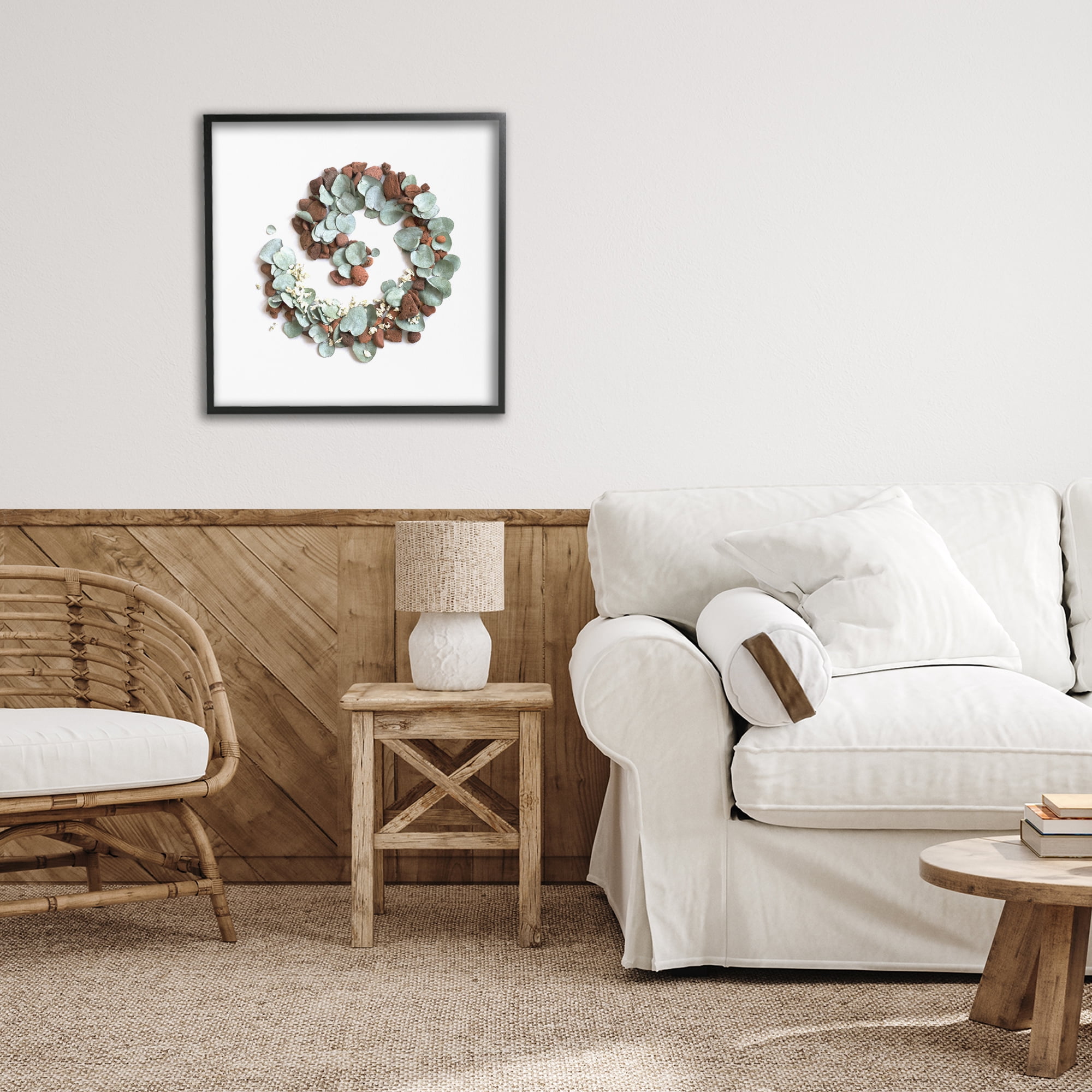 Stupell Industries Eucalyptus & Pebbles Spiral Black Framed Giclee Art, design by Beth Adoette