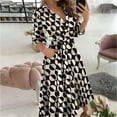 thumbnail image 2 of Babysbule Womens DressesWomen's Casual Loose Bandage Half Sleeve Printed V-Neck Ankle-Length Dress, 2 of 5