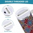 thumbnail image 3 of Yayeee 40oz Stainless Steel Tumbler with Straw and Handle Double-Wall Insulated Travel Water Bottle, Colorful Mandala Pattern, 3 of 8