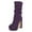 Purple, variant on FSJ Women Classic Peep Open Toe Slouch Ankle Boots Platform Chunky Block High Heels Bootie Pull On Office Fashion Shoes Size 8 Purple