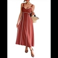 thumbnail image 2 of Vestido A Rayas para Mujer, con Tirantes Finos, y , Fluido Rojo Ladrillo M, 2 of 8