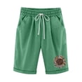 thumbnail image 1 of Pantalones casuales de lino y algodón de talla grande con estampado de cinco puntos para mujer Pompotops  ulkah938064, 1 of 6