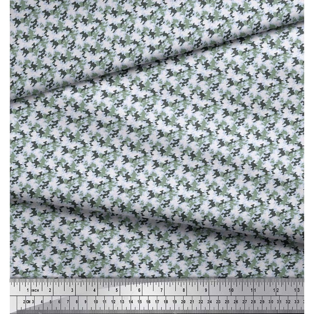 Soimoi Modal Satin Fabric Two Tone With White Camouflage Decor Fabric Printed Yard 42 Inch Wide