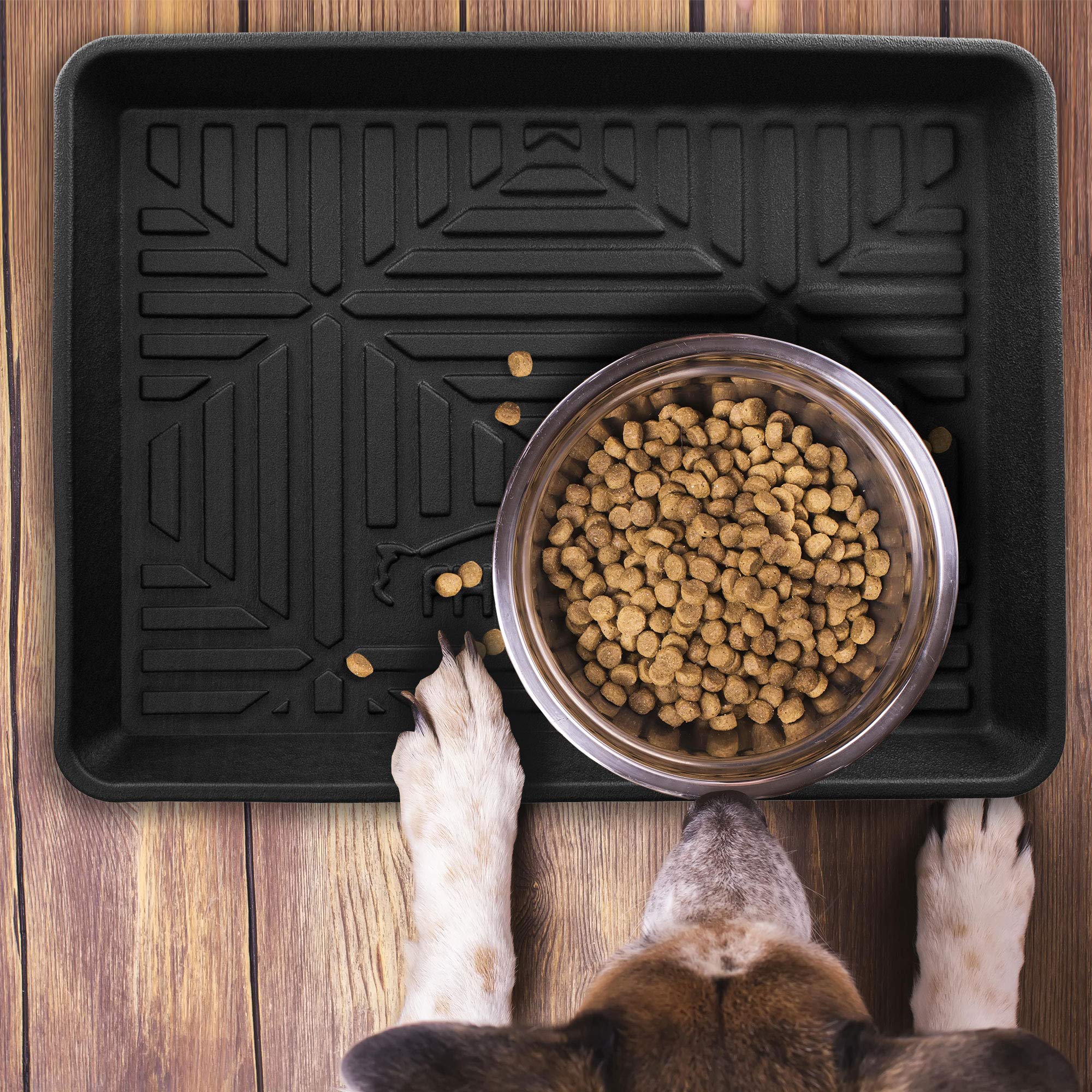 FH Group F16407BLACK-20 Multi-Purpose Pet Feeding Tray Dog Bowl Tray or ...