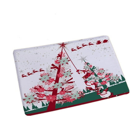Soft Flannel Padded Doormat Christmas Non Slip Mat Indoor Outdoor