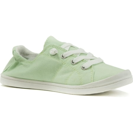 

Soda Flat Women Shoes Linen Canvas Slip On Sneakers Lace Up Style Loafers Zig-S Light Green Mint 10