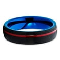 thumbnail image 2 of Silly Kings 6mm - Red Tungsten Ring - Blue Tungsten Wedding Band - Black Ring (12.5), 2 of 3