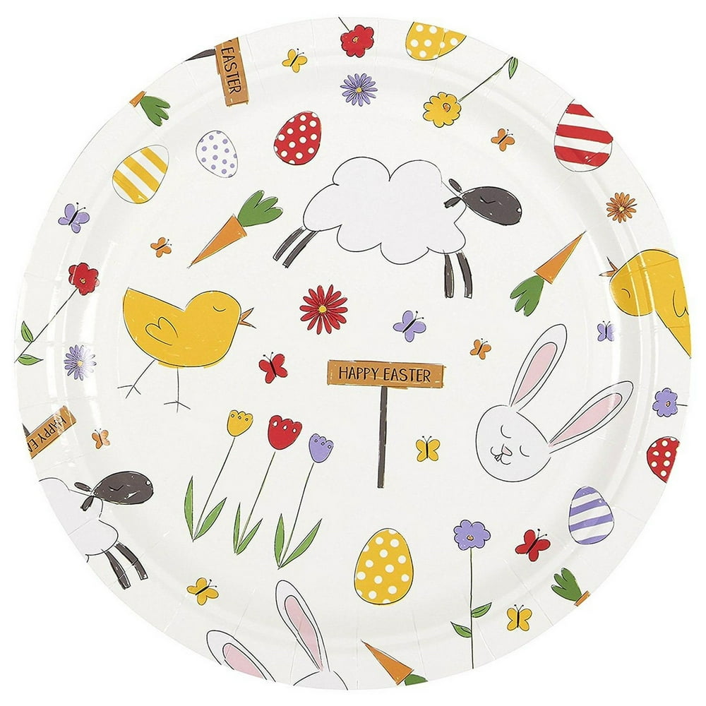80 Pack Easter Party Plates Disposable Plates Set Easter Party