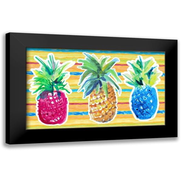 Loreth, Lanie 14x10 Black Modern Framed Museum Art Print Titled - Vibrant Pineapple Trio