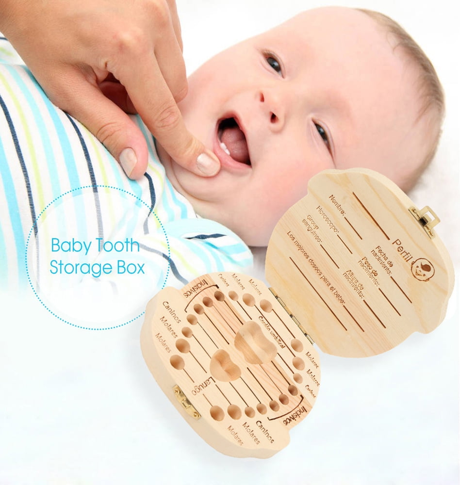 Girl Boys Wooden Baby Tooth Fairy Box Teeth Holder for Kids Lost Teeth Keepsake Save Collection Boy 12x11.5x3cm