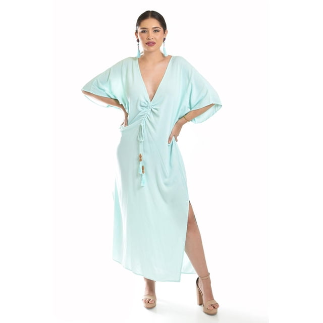 Vestido largo con ajuste frontal Roman Fashion /Juvenil, 4977 (Menta) verde claro G