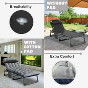 MOPHOTO 5-Position Folding Lounge Chair, Portable Outdoor Folding Chaise Lounge Chair for Sun Tanning, Folding Cot, Perfect for Pool Beach Patio Sunbathing