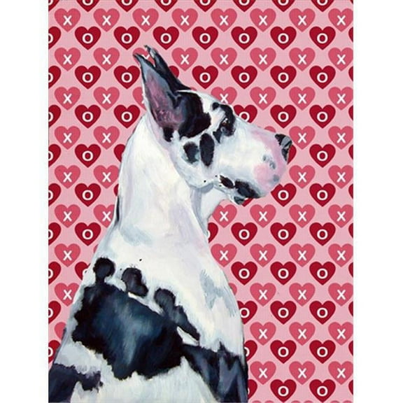 11 x 15 in. Great Dane Hearts Love And Valentines Day Portrait Flag Garden Size