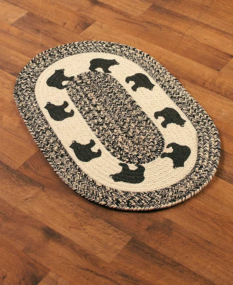 Themed 20x30" Braided Accent Rug Bear, Longlasting oval rugs By The