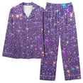thumbnail image 7 of successthop Button Down Pajamas Women Bling Print Long Sleeve Lapel Sleepwear and Pj Pant Print Nightwear with Pockets S, 7 of 7